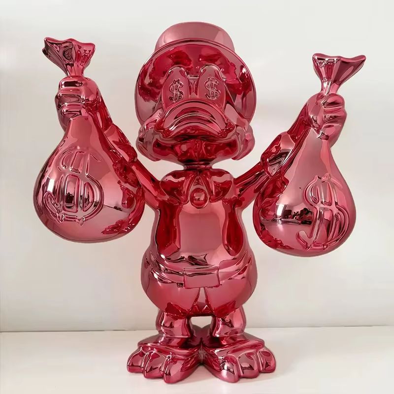 Kawaii Donald Duck Money Bag Resin Statue Large Cartoon Decor Figure 8