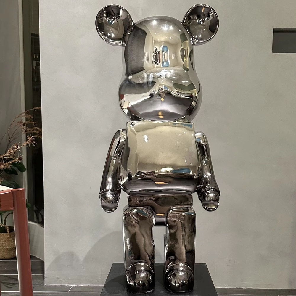 Luxury Gradient Mirror Bear Sculpture Modern Statement Decor 11
