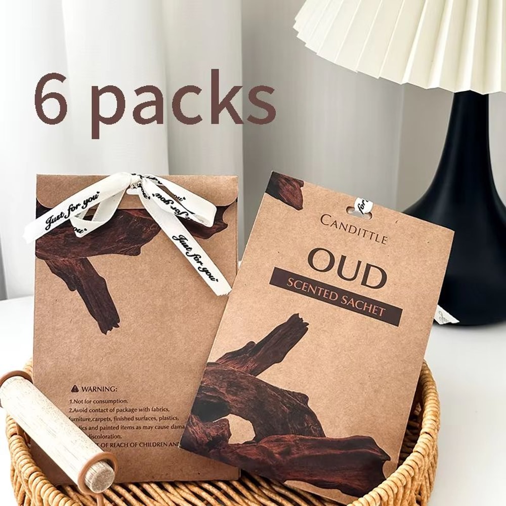 6Pack Oud Lavender Sandalwood Scented Sachet Set LongLasting Closet Car Freshener 10