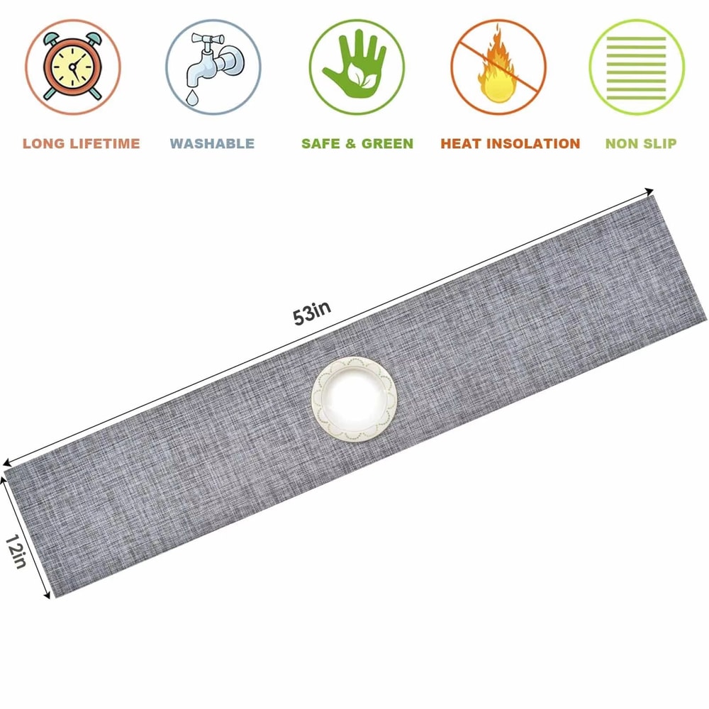 HeatResistant Woven Vinyl Table Runner NonSlip Washable PVC Decor 1