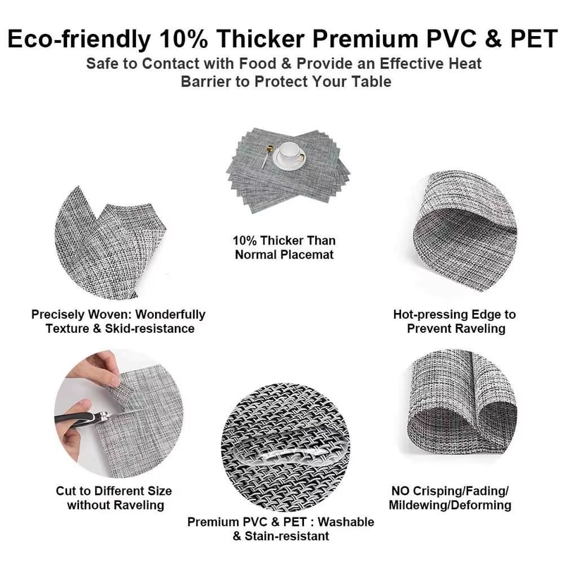 HeatResistant Woven Vinyl Table Runner NonSlip Washable PVC Decor 2