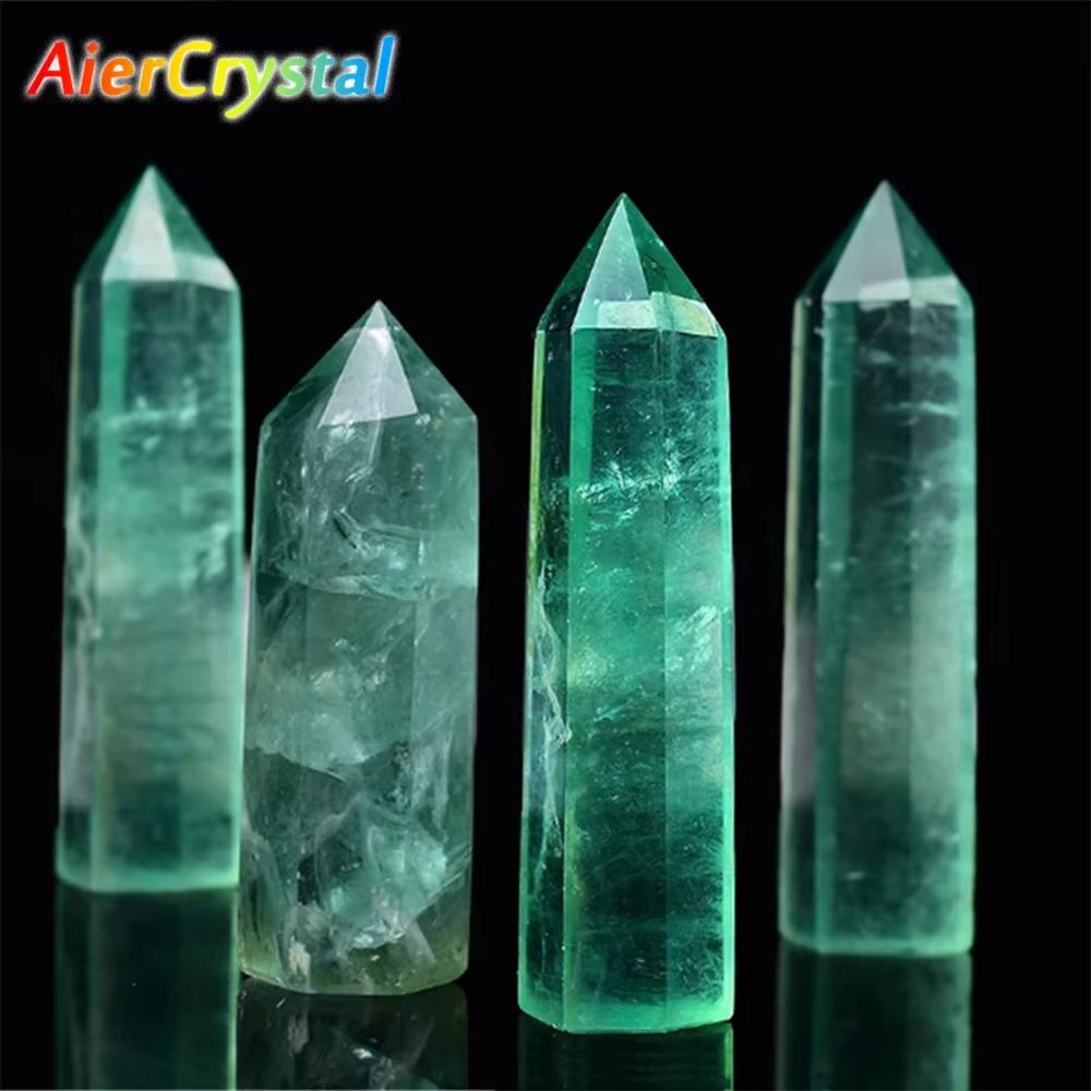 Natural Green Fluorite Crystal Wand Polished Obelisk Decor Stone 2