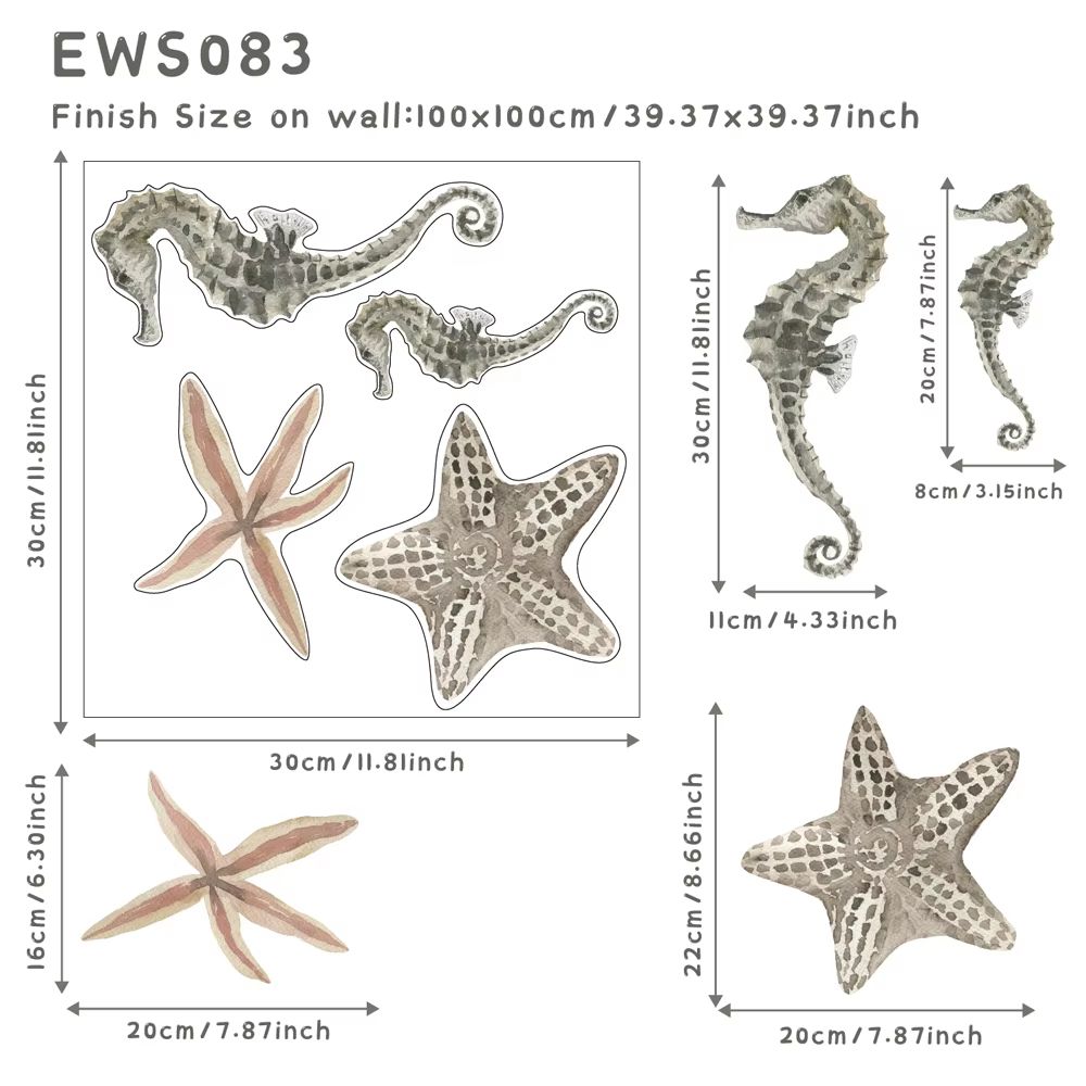 Underwater Ocean Wall Stickers Watercolor Fish Coral Removable Decor 6