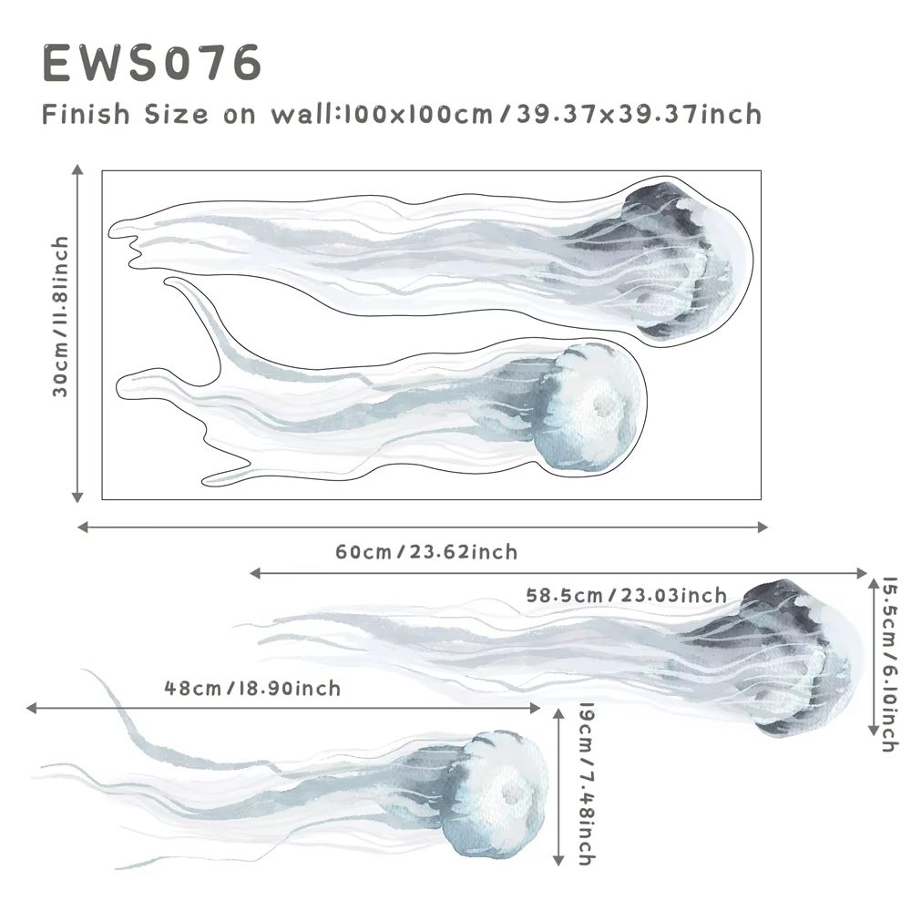 Underwater Ocean Wall Stickers Watercolor Fish Coral Removable Decor 8