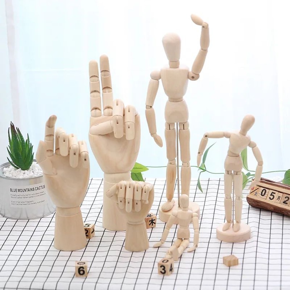 Wooden Drawing Mannequin With Movable Limbs Artist Poseable Figure Desk Decor 1