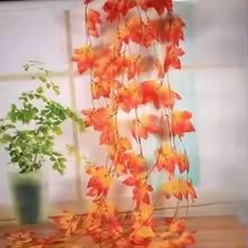 Artificial Red Maple Leaf Vine Garland For Fall Halloween And Thanksgiving Decor 755ft 0