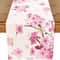 Spring Cherry Blossom Linen Table Runner For Farmhouse Wedding And Dining Decor 0
