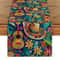 Mexican Fiesta Linen Table Runner With Cactus And Day Of The Dead Design 7