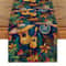 Mexican Fiesta Linen Table Runner With Cactus And Day Of The Dead Design 8