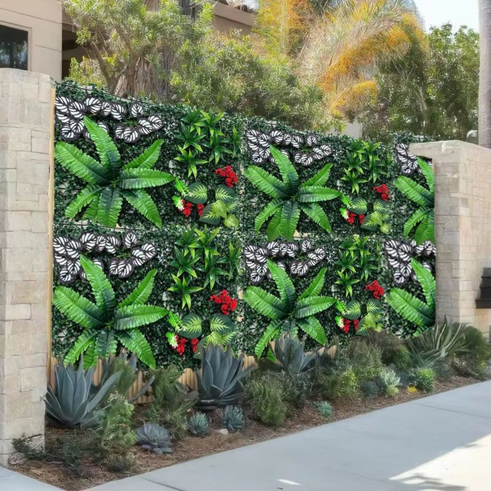 Artificial Green Wall Panel Indoor Outdoor Lifelike Plant Wall Decor 3