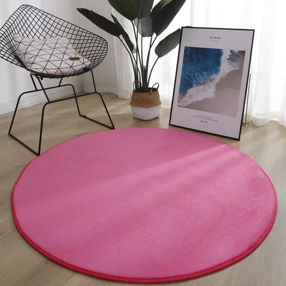 Round Coral Velvet Area Rug Extra Thick Non Slip Kids Play Mat Soft Floor Carpet 12