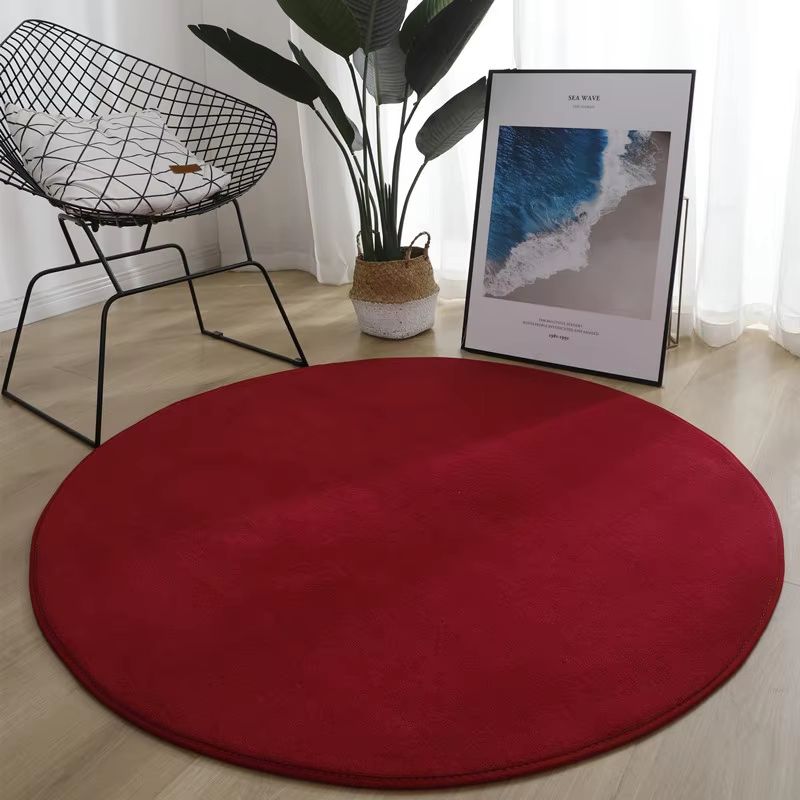 Round Coral Velvet Area Rug Extra Thick Non Slip Kids Play Mat Soft Floor Carpet 16