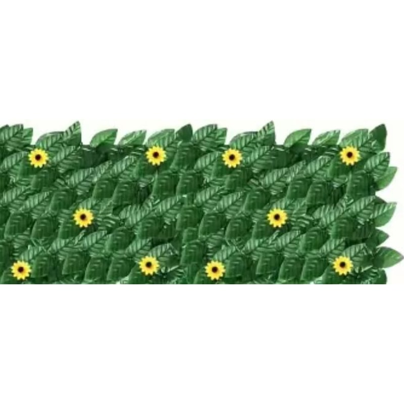 Expandable Artificial Ivy Privacy Fence With Sunflowers Outdoor Green Wall Screen 6
