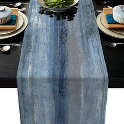 tie dye linen table runner modern farmhouse rustic dining table decor