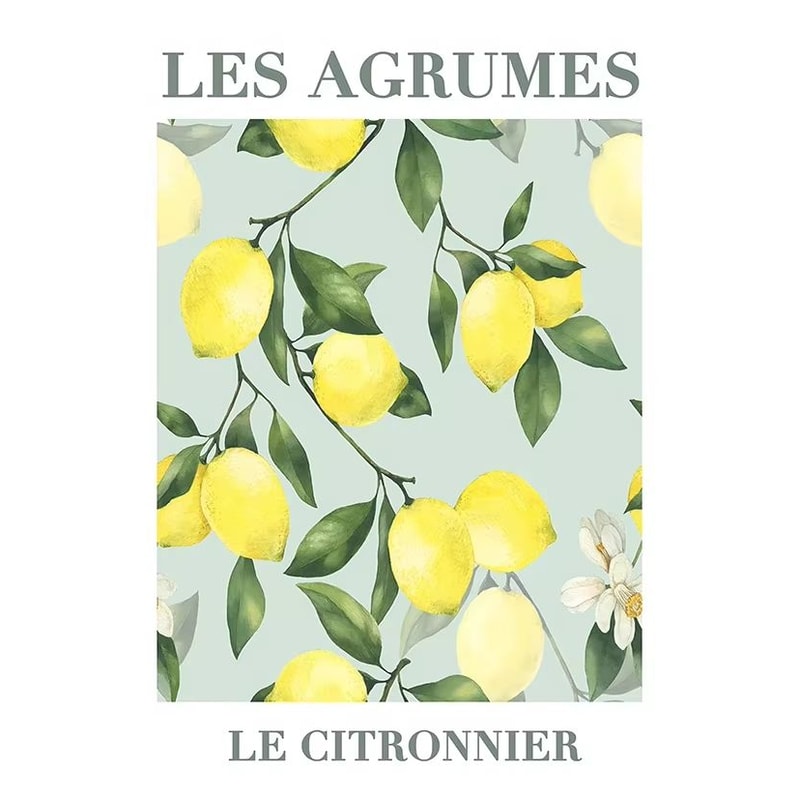 Retro Lemon Garden Canvas Wall Art Print For Summer Home Decor And Modern Living Spaces 6