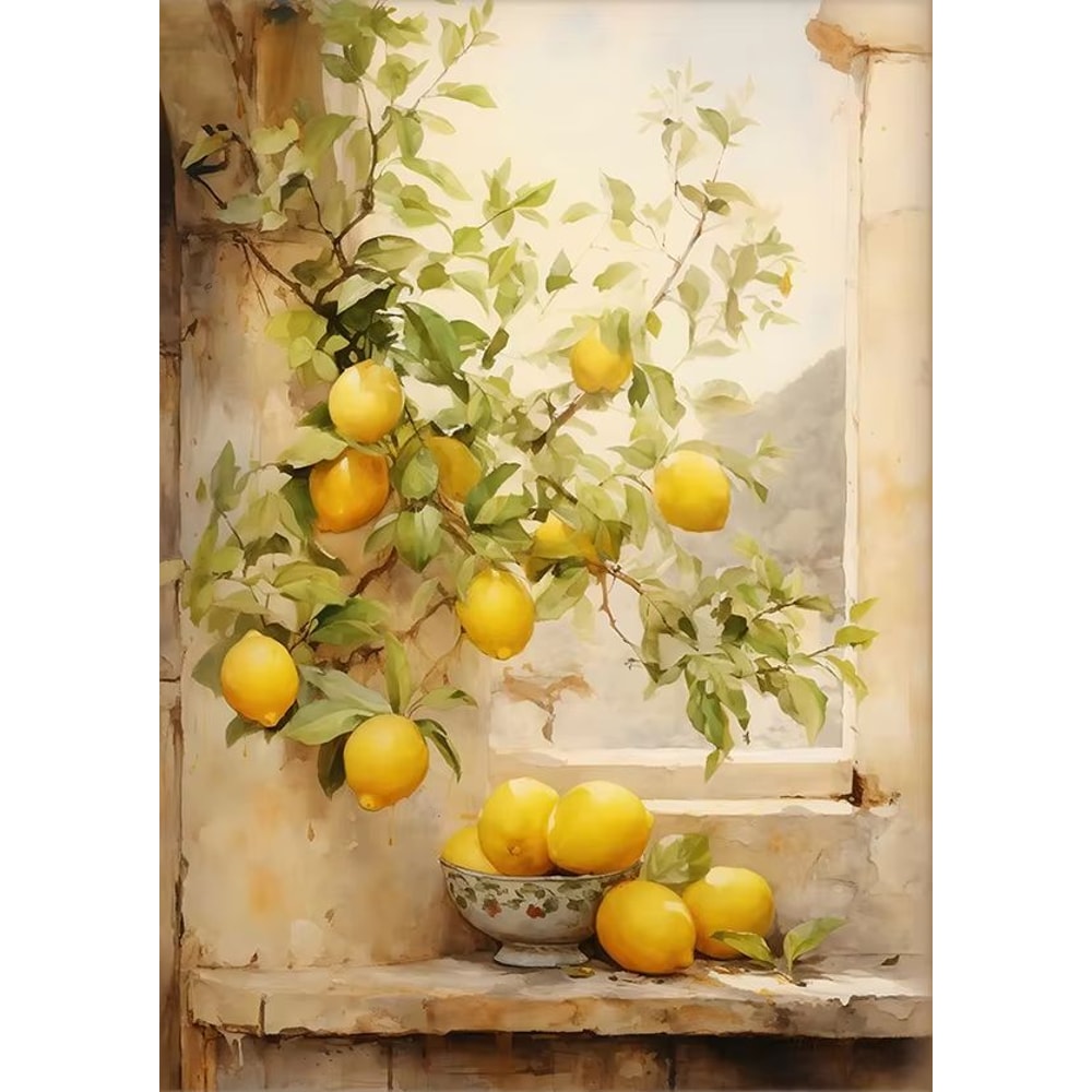 Retro Lemon Garden Canvas Wall Art Print For Summer Home Decor And Modern Living Spaces 21