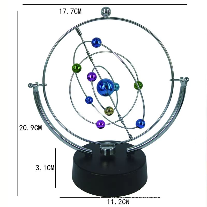 Celestial Globe Perpetual Motion Pendulum Desk Sculpture For Modern Kinetic Home Decor 2