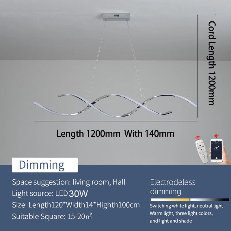 Modern Linear LED Chandelier Minimalist Dining Room Pendant Light Fixture 6