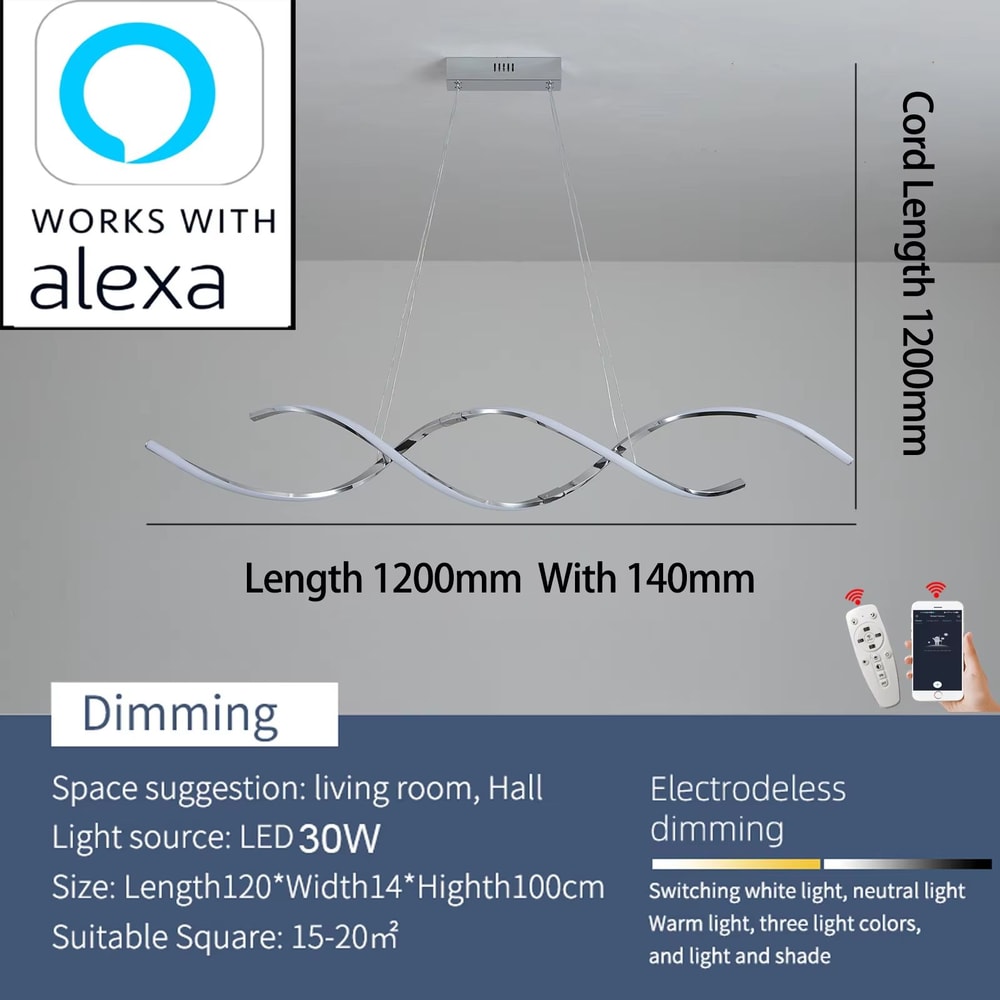 Modern Linear LED Chandelier Minimalist Dining Room Pendant Light Fixture 7