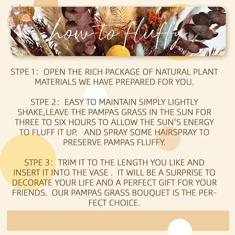 Boho Preserved Pampas Eucalyptus Flower Set 40PCS Rustic Autumn Decor Bouquet 5