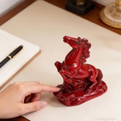 2026 feng shui red horse statue wealth & success resin desk ornament