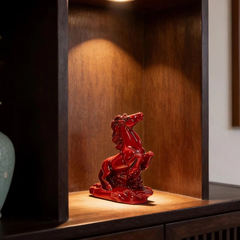 2026 Feng Shui Red Horse Statue Wealth Success Resin Desk Ornament 3