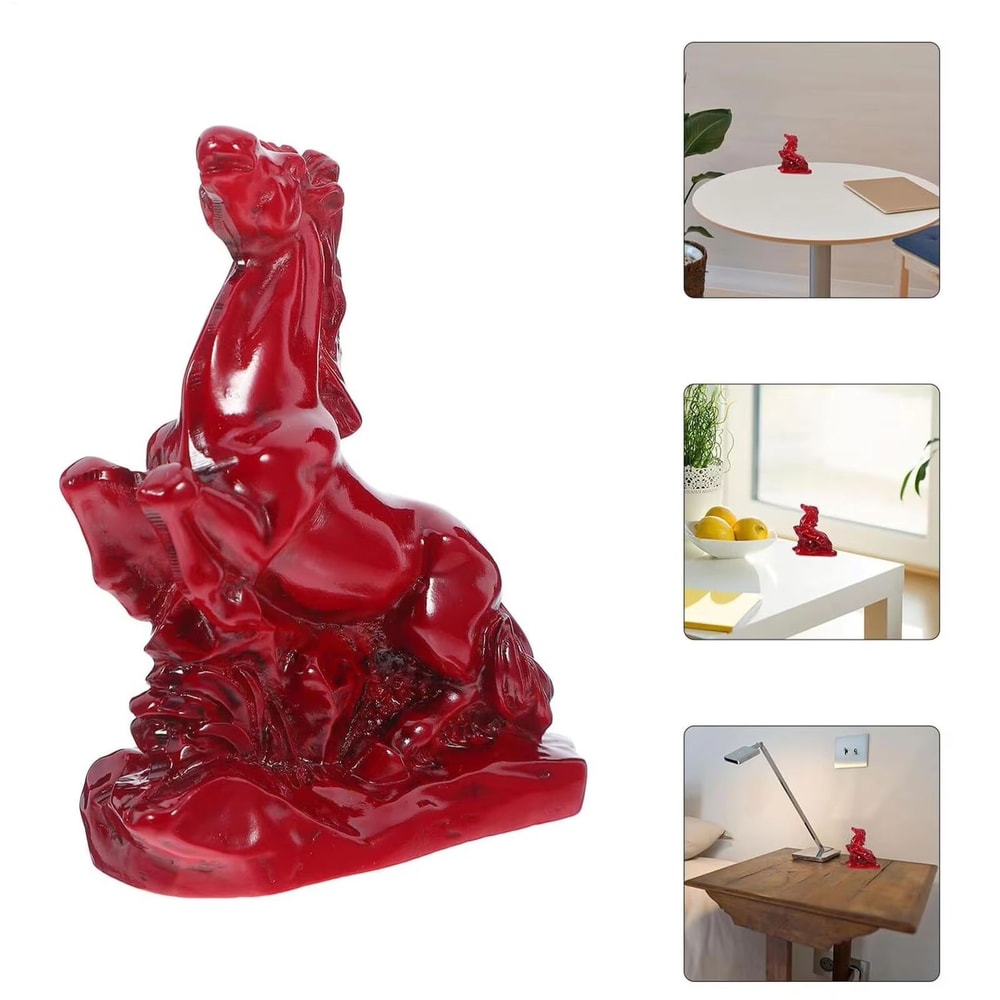 2026 Feng Shui Red Horse Statue Wealth Success Resin Desk Ornament 5