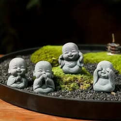 cute little monk statue set – zen meditation decor for peaceful home & garden spaces