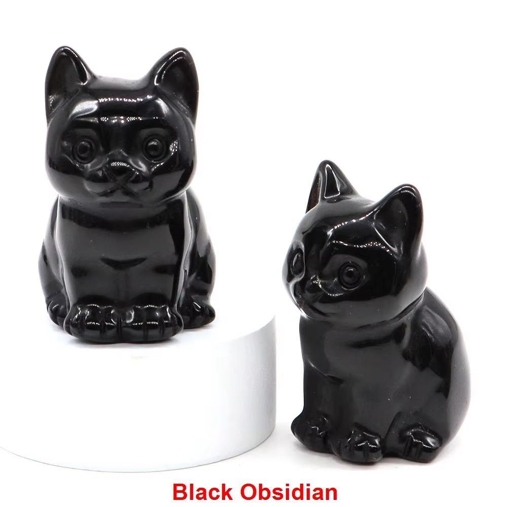 Natural Amethyst Cat Statue Hand Carved Crystal Figurine For Healing Meditation Decor 6