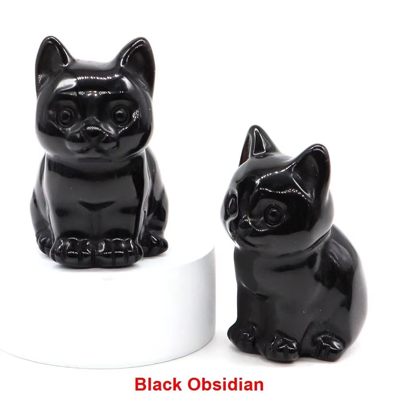 Natural Amethyst Cat Statue Hand Carved Crystal Figurine For Healing Meditation Decor 6