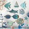 Coastal Wooden Fish Wall Decor Set Nautical Beach Bathroom Ocean Theme Hanging Art 10pcs 0