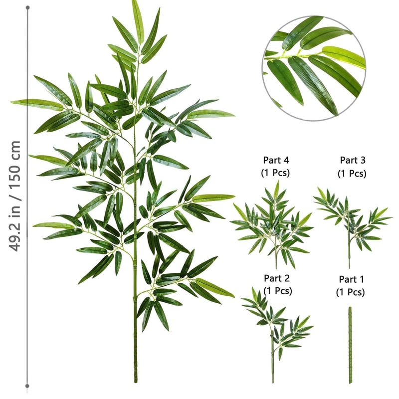 Tall Artificial Bamboo Leaf Branch 120240cm Realistic Indoor Outdoor Greenery Decor 10