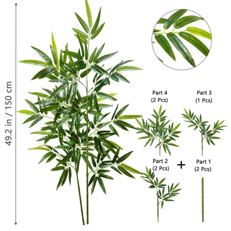 Tall Artificial Bamboo Leaf Branch 120240cm Realistic Indoor Outdoor Greenery Decor 14