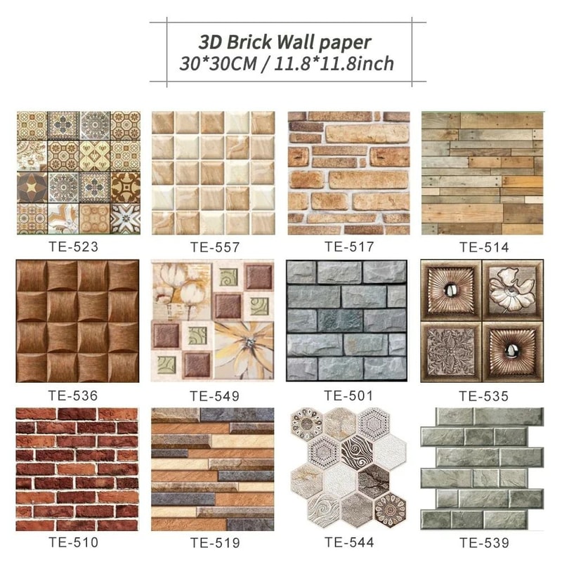 3D Waterproof Brick Wall Sticker Panels SelfAdhesive PVC Peel And Stick Wallpaper 15pcs Set 6