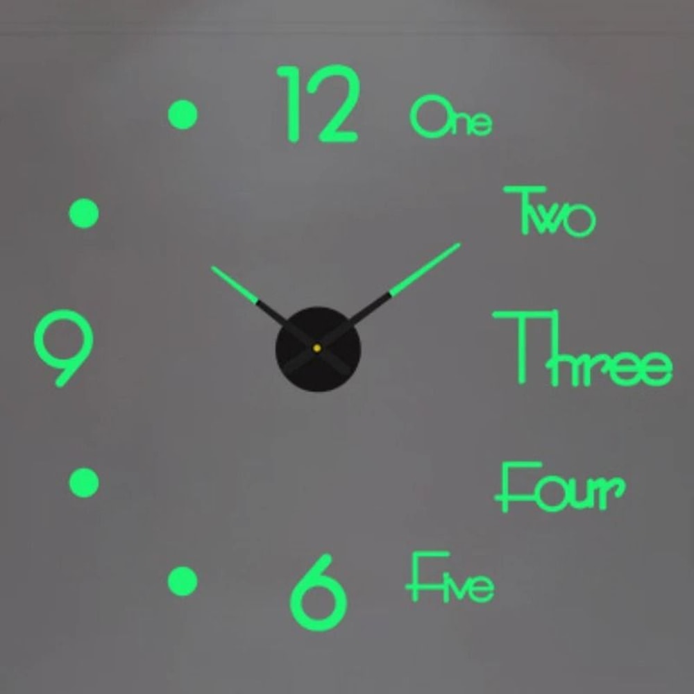 3D Luminous Frameless Wall Clock DIY Kit Modern Silent Glow Wall Decor 22