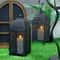 Black Metal Hanging Candle Lantern Set Decorative Hollow Pattern Lanterns 3