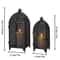 Black Metal Hanging Candle Lantern Set Decorative Hollow Pattern Lanterns 6