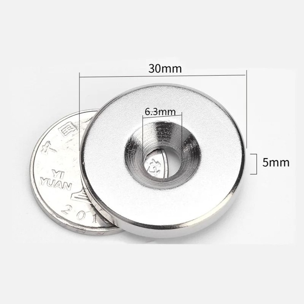 N52 Heavy Duty Countersunk Neodymium Magnets 30mm Ultra Strong Rare Earth Mounting Discs 10PCS Set 0