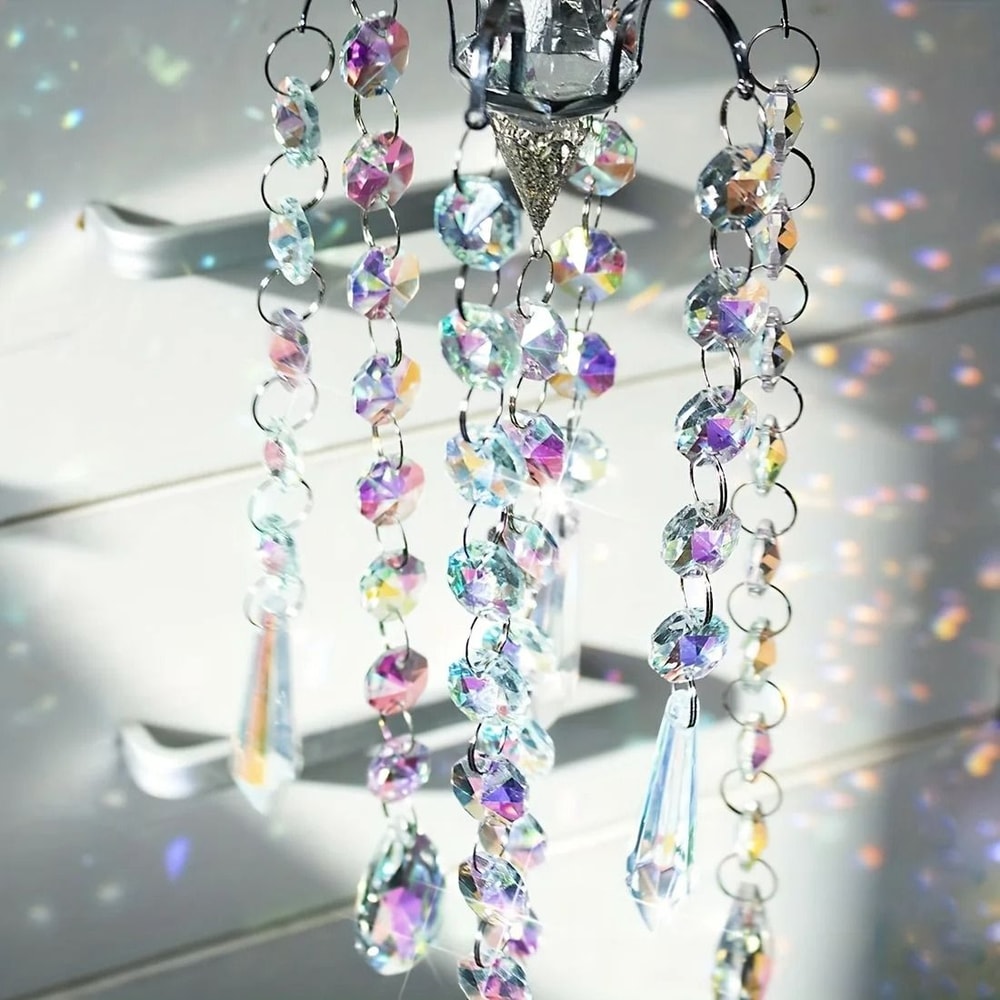 Crystal Chandelier Wind Chimes Suncatcher Rainbow Prism Hanging Window Decor 4