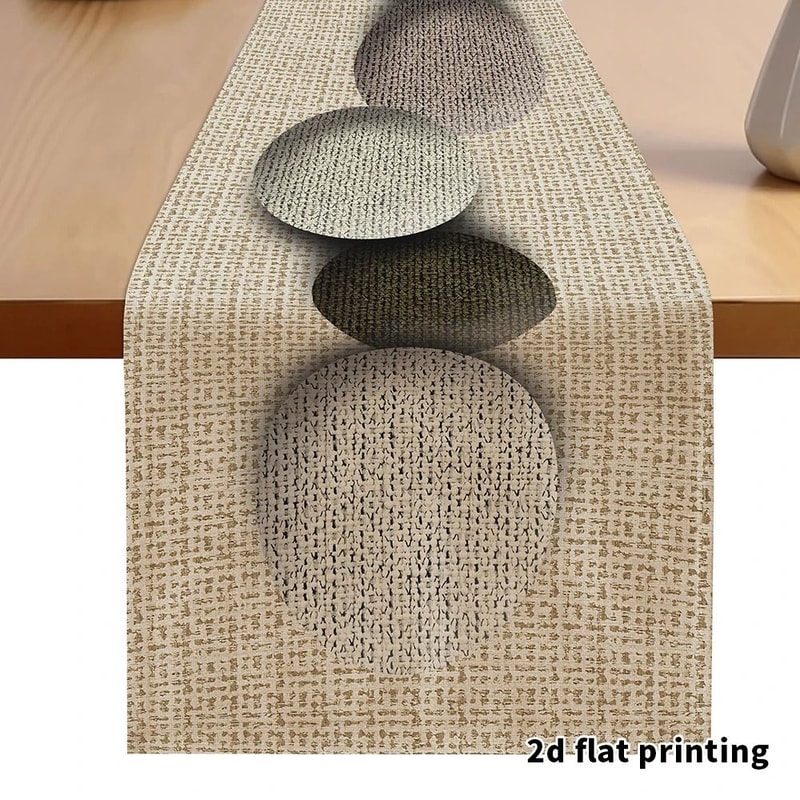 Earth Tone Pebble Pattern Table Runner Textured Neutral Dining Table Decor 0