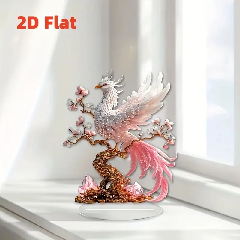 Elegant Crystal Phoenix Statue Desktop Feng Shui Decor And Gift Ornament 3