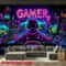 VIKAMA Gamer Fluorescent Tapestry Neon Gaming Room Wall Decor 0