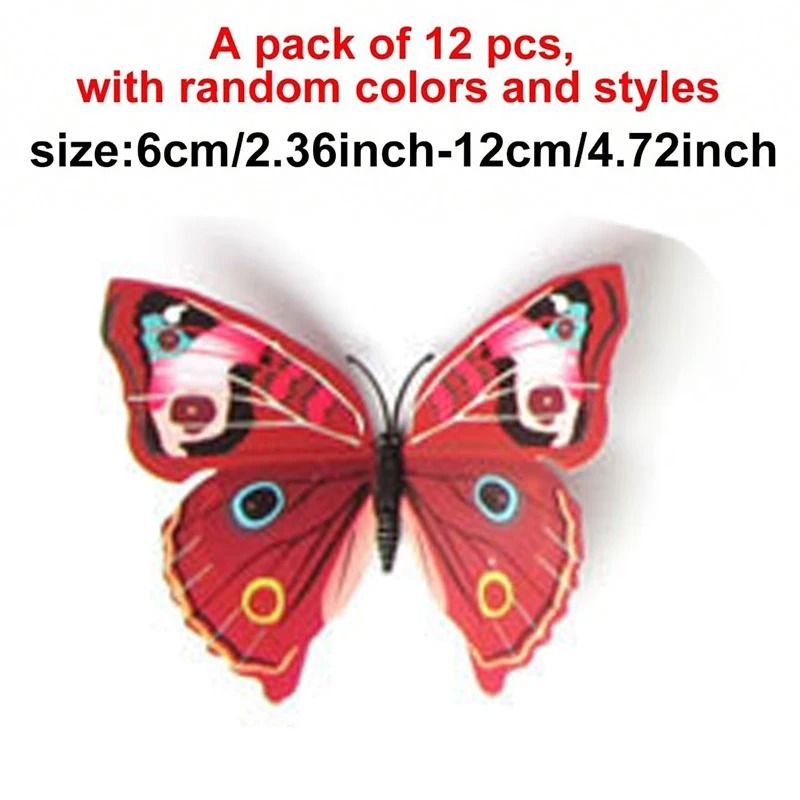 3D Butterfly Magnetic Decor Set Colorful PVC Fridge And Wall Stickers 12PCS 1