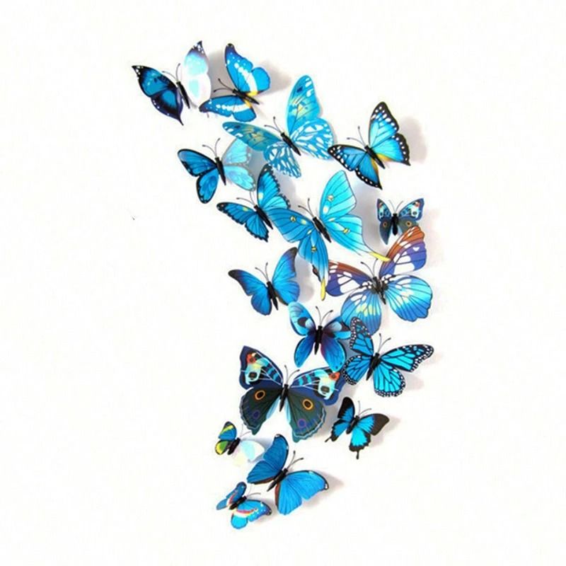 3D Butterfly Magnetic Decor Set Colorful PVC Fridge And Wall Stickers 12PCS 7