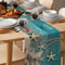 Coastal Starfish Linen Table Runner Beach Table Runner Summer Ocean Shell Decor 4