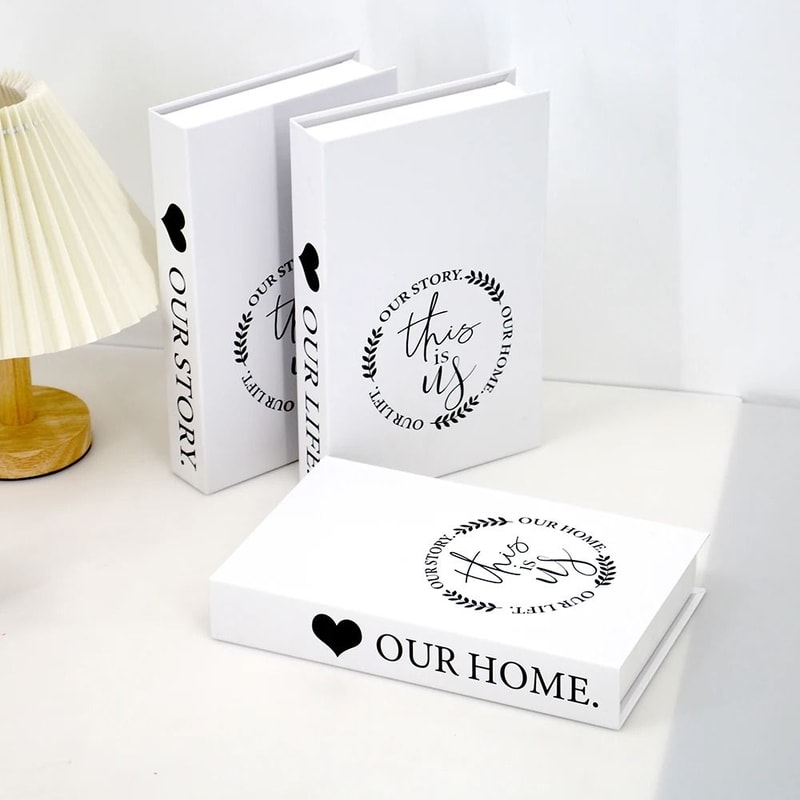 Modern White Faux Book Decor Set Decorative Fake Books Minimalist Coffee Table Shelf Styling 2
