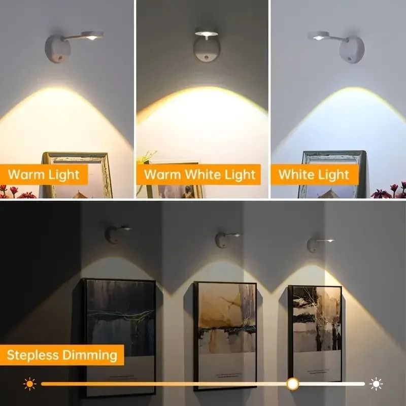 USB Rechargeable Motion Sensor Wall Light Motion Sensor Wall Light Dimmable LED Picture Spotlight 3