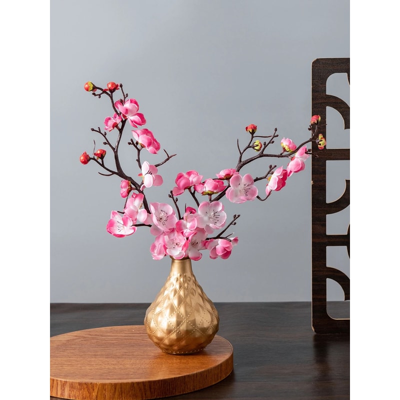 1654in Artificial Plum Blossom Branch Silk Peach Flower Stem For Home Wedding Decor 7