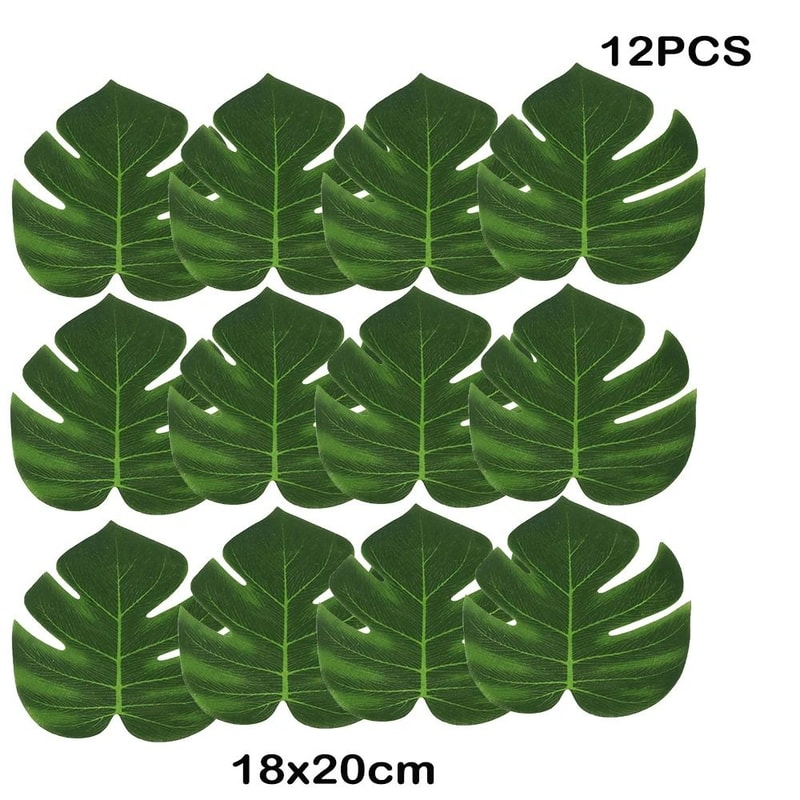 Tropical Artificial Palm Leaves Luau Party Decor Set Jungle Safari Greenery 9