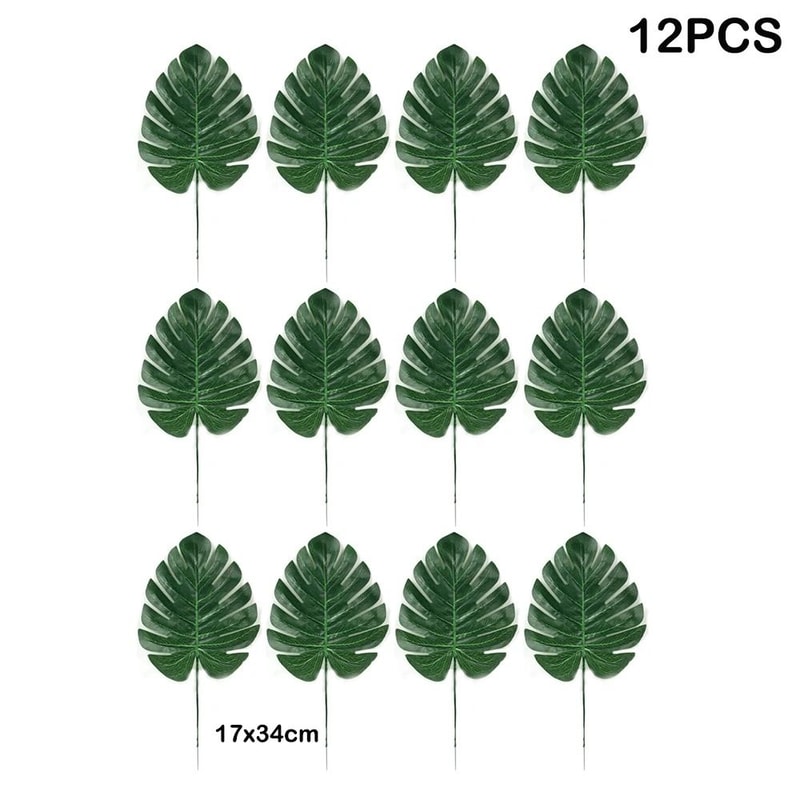 Tropical Artificial Palm Leaves Luau Party Decor Set Jungle Safari Greenery 15